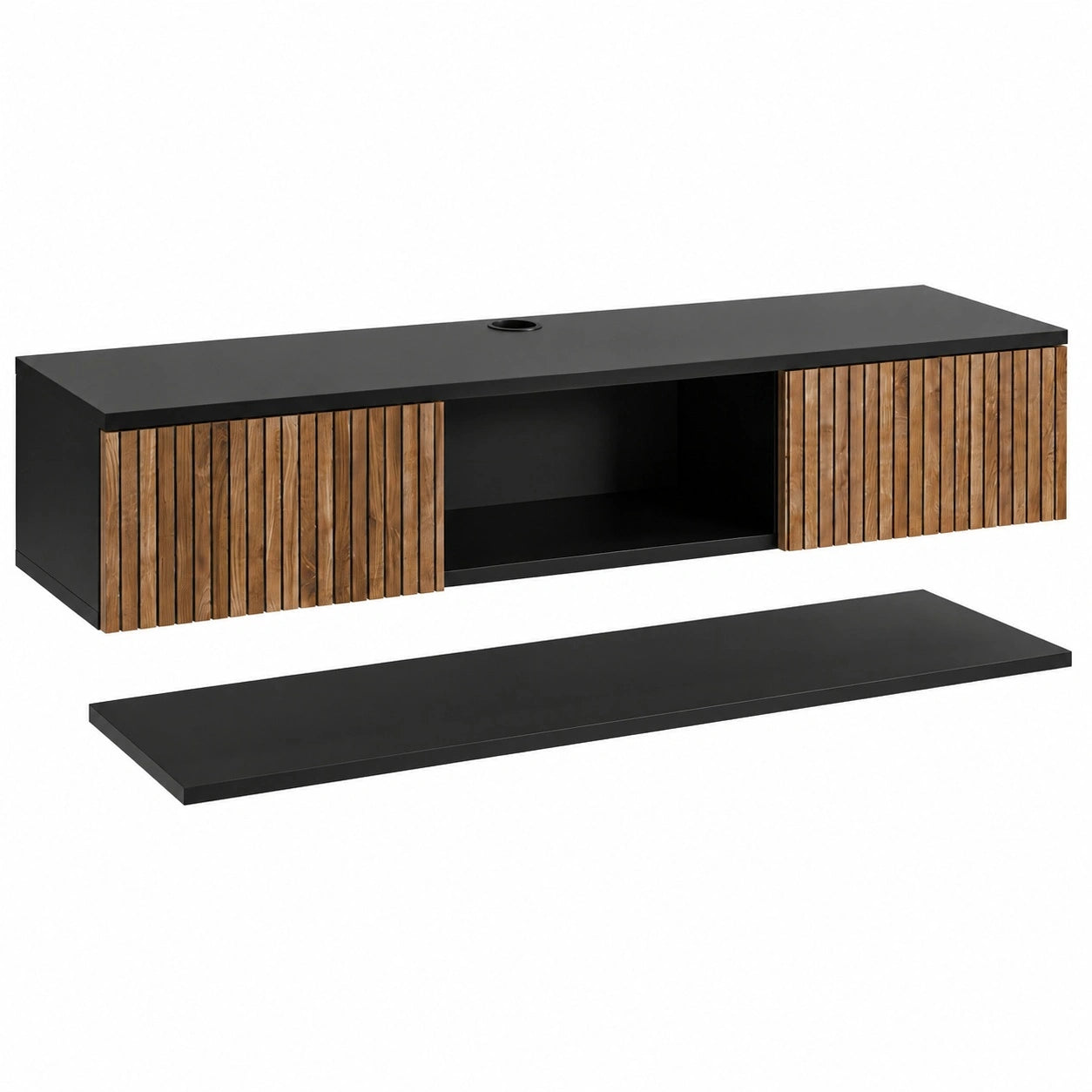 meuble-tv-flottant-avec-etagere-integree-noir-esfge11366uh
