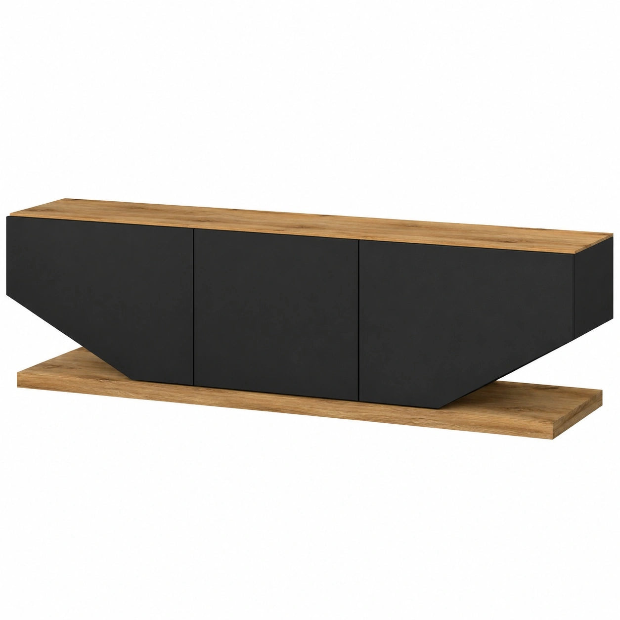 meuble-tv-moderne-180-cm-avec-rangement-et-portes-noir-et-chene-cgexr11408ny